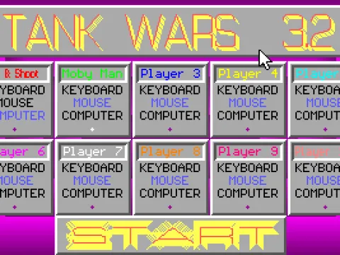 
											A game with ten players is being set up. Here the player(s) decide who is using the mouse, who is using the keyboard, and which are the computer players