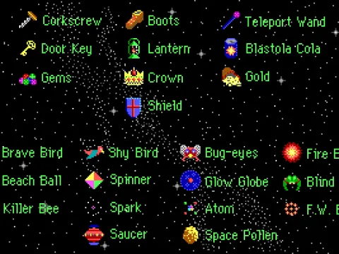 
											Things Captain can collect, and Captain's enemies