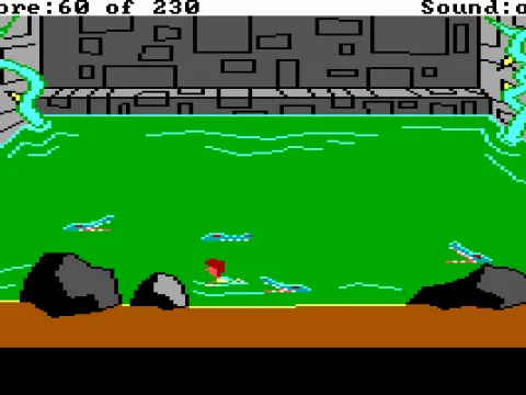 
											Action sequence: Swim past these hungry crocodiles