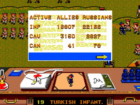 
											Status display of active troops on the field