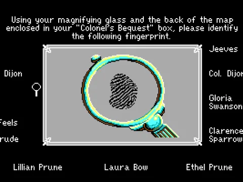 
											What a cool copy protection - compare fingerprints of suspects in your manual and identify the one the game shows you!
