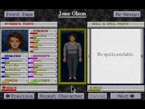 
											Character generation