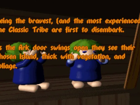 
											From the intro, first out of the ark is the classic tribe. Weeee!