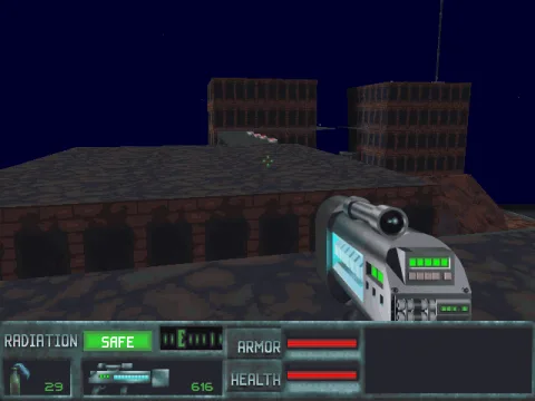 
											Hmmm, seems like there is indeed a walkway around those buildings. Worth investigating. There are some items (health) to pick up on the way. Good jumping skill is important here.
