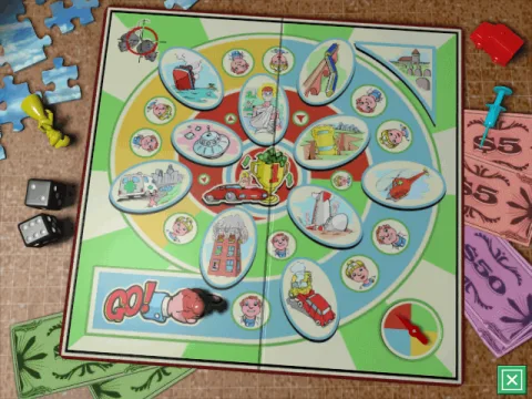 
											The board shows mission progress.