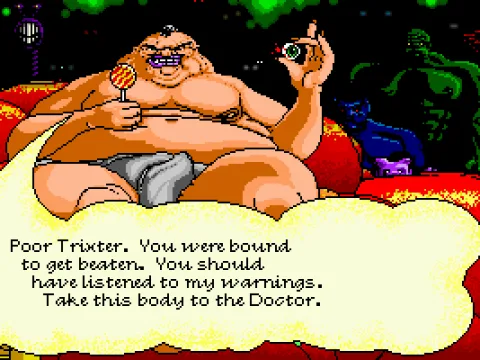 
											Losing the fight gets you rediculed by the Fatman himself. (MCGA/VGA)