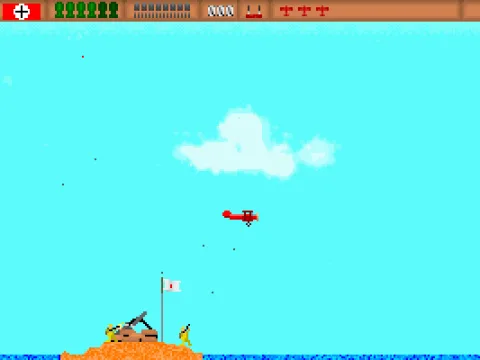 
											Flying over an  enemy flak gun.