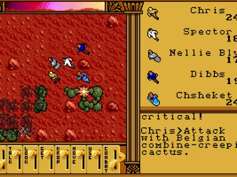 
											Shooting hostile alien critters. Those creeping cacti tend to attack in large swarms. It's a good thing you've got Belgian weapons... though I'd prefer waffles and chocolate from the same country