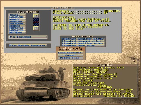 
											Scenario selection