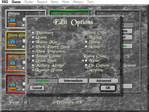 
											Scenario options