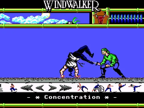 
											Combat is done through a similarly unique interface. Something akin to a slow paced Street Fighter-esque game, you perform martial arts against your opponents.