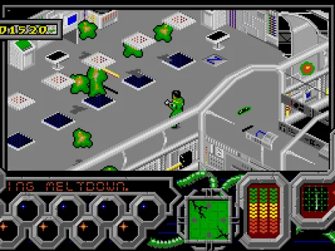 
											Get rid of plasmodians, option 3: Shoot-out with the green blobs inside the corridors.
