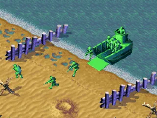 
											The green army arrives on the shore.