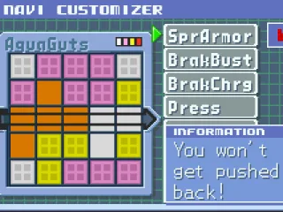 
											The epic Navi customiser. You can increase the performances of Mega Man by programming it.