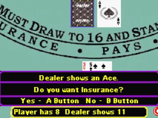 
											The dealer as an ace, you are asked for insurance bet.