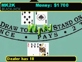 
											Win at the Blackjack table.