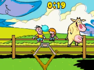 
											Aim for the fences mini-game. In this one you have to hit characters lazily moving back and forth along the fence.