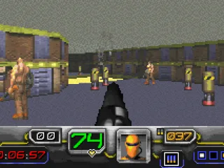 
											Luckily, those stripey things explode when shot.