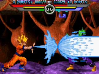 
											Goku using a Super Kamehameha Wave