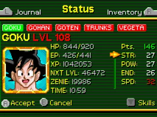 
											Status screen