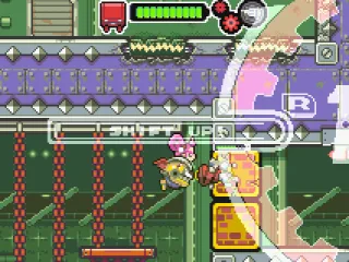 
											Your drill can bite into blocks, and will give you a small boost when you drill through