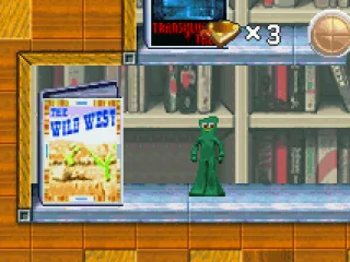 
											From this screen, Gumby can enter all sorts of books to rescue his friends