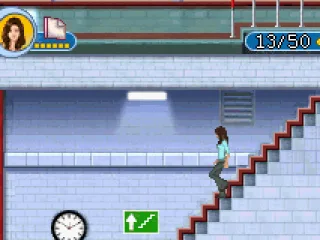 
											Gabriella is going down by the stairs.