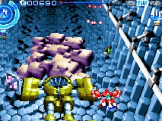 
											About to collect a power-up.