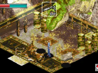 
											Another big dinosaur attacks you... this time through a wall.  And this time, you can't run away...