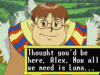 
											Alex's friend, Ramu, tells Alex a Wizard from Vane has arrived and wishes to talk to all the villagers