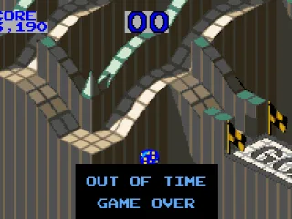 
											Marble Madness: running out of time means it's game over.