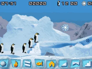 
											The penguins climb the stairs we've placed.
