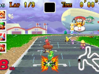 
											Get a speed boost at the starting line by hitting the gas just before Lakitu's final light is illuminated.