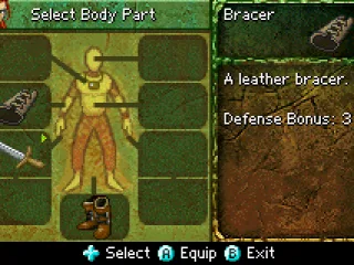 
											The equipment screen