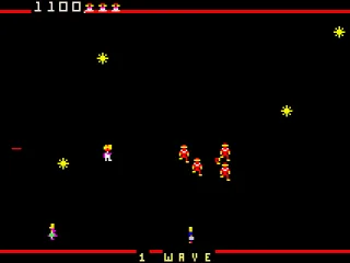
											Robotron - The guys in the red and yellow are the first enemies you come across