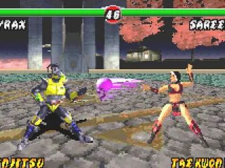 
											Meanwhile, in a subsequent battle, Cyrax must find a way to avoid Sareena's skull-shaped projectile.