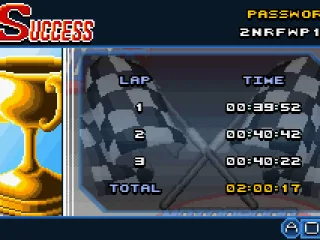 
											Results after the race, the password is shown in the top right corner.