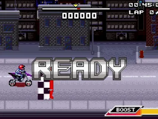 
											Start of the race in the downtown level