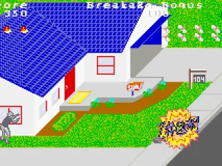 
											Paperboy: hitting moving obstacles creates this profanity crowd.