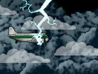 
											Pitfall Harry's plane was hit by lightning.