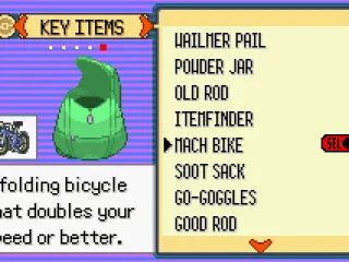
											Bag, showing key items you can use