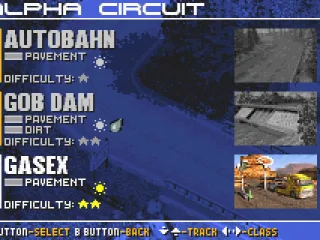 
											Track selection screen.