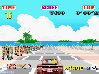 
											Outrun: there is a large crowd waiting at the start line.