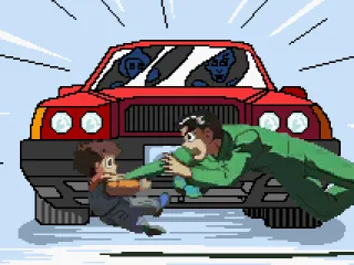 
											This is the only point in the hole game where a car actually hurts you.