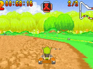 
											Racing around the track is similar to other Kart games