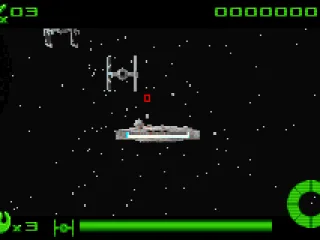 
											Fighting against the first wave of TIE fighters.