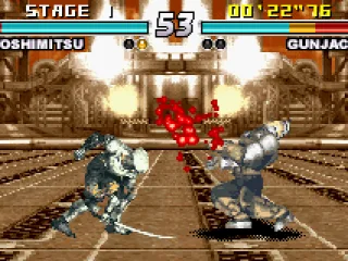
											Yoshimitsu's sword attack in Gun Jack was a success: the blood spitted out proves it!