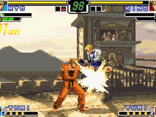 
											In spite of having found several means of escaping, King didn't get to avoid Ryo's Zanretsu Ken...