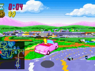 
											Homer in his beaten up pink car