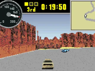
											Most of the graphics consists of flat textures popping up right by the track.